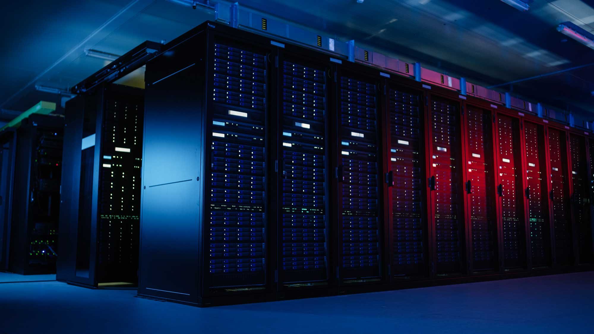 Master data management servers room background